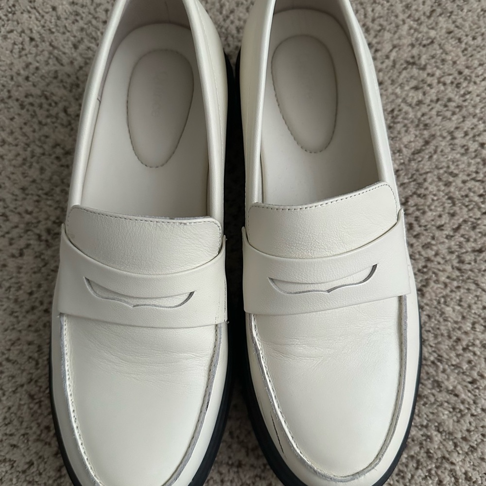 Quince White Italian Leather Loafers size 8.5